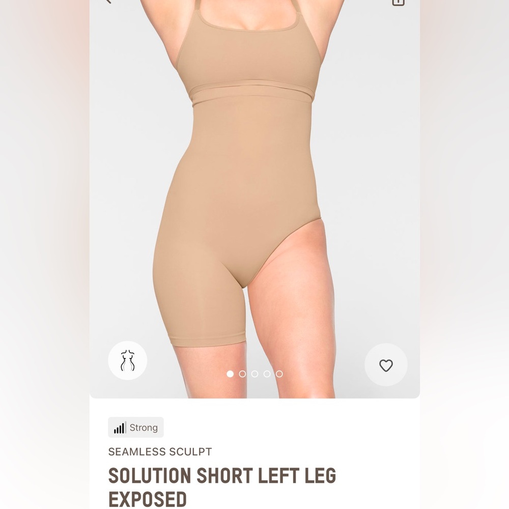 Skims high waisted shorts shaper left leg out shapewear nude color